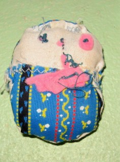 age about five, needle and thread and some this and that...