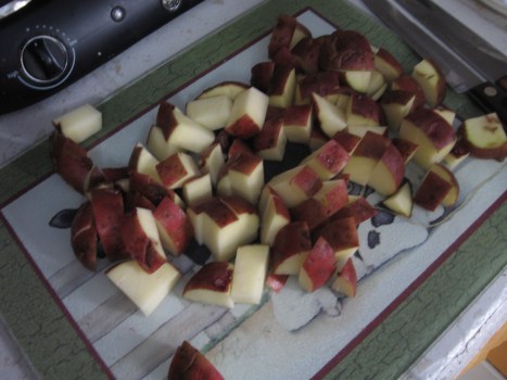 Red potatoes cut about 3/4 - 1 inch thick