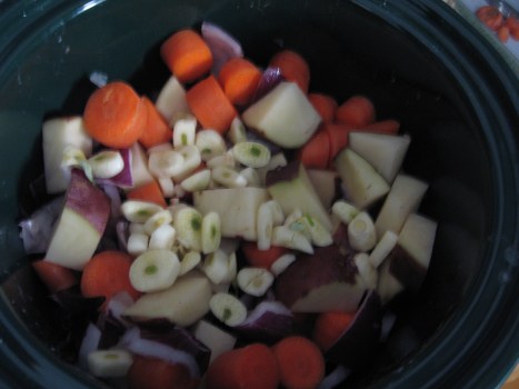 Garlic added, about 1/8 inch slices