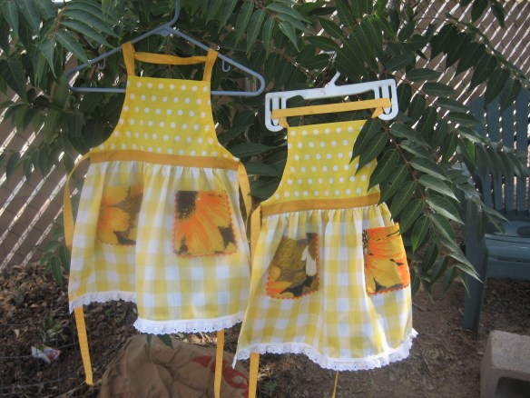 two little aprons flying in the breeze