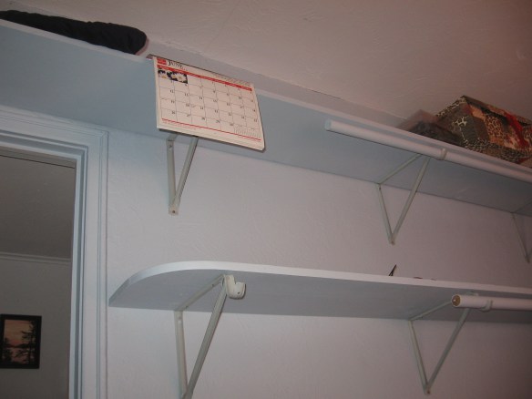 shelves she built in her bedroom