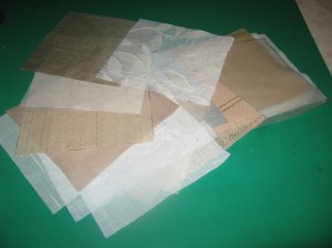 All of the sheer sample swatches cut out ready to assemble